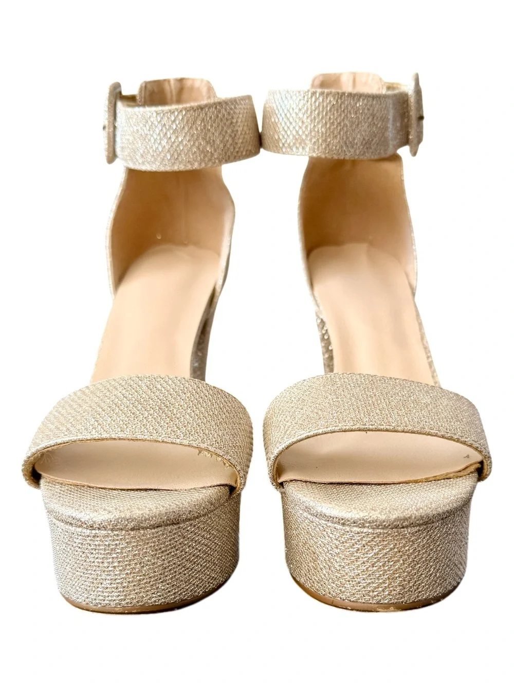 Dream Pairs Champagne Gold Glitter Platform Block Heel Sandals - Women’s Size 6